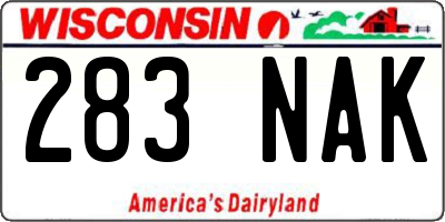 WI license plate 283NAK