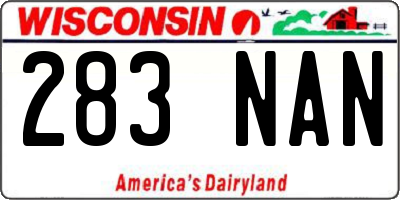 WI license plate 283NAN