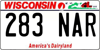 WI license plate 283NAR