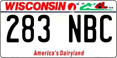 WI license plate 283NBC