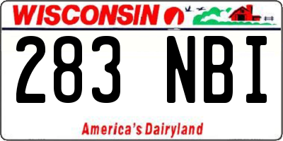 WI license plate 283NBI