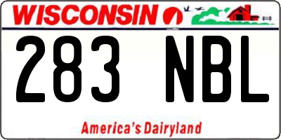 WI license plate 283NBL