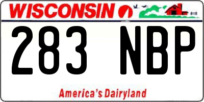 WI license plate 283NBP