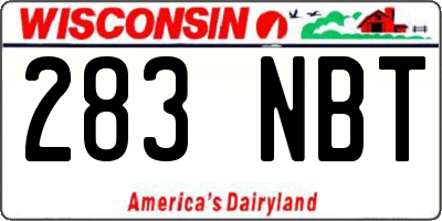 WI license plate 283NBT