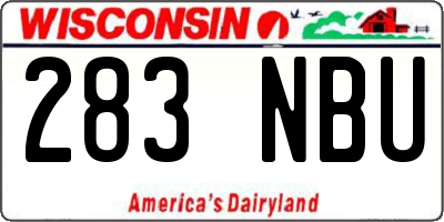 WI license plate 283NBU