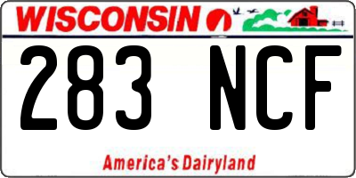 WI license plate 283NCF