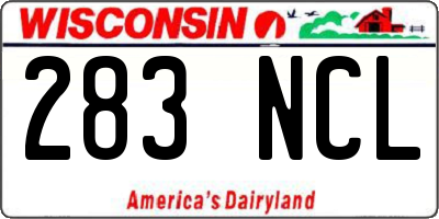 WI license plate 283NCL