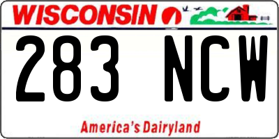 WI license plate 283NCW