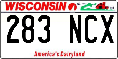 WI license plate 283NCX