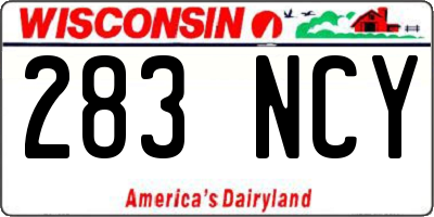 WI license plate 283NCY