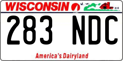 WI license plate 283NDC