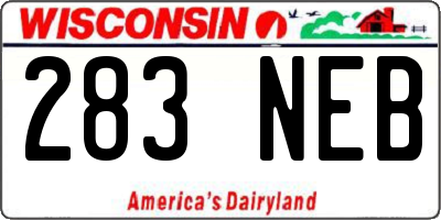 WI license plate 283NEB
