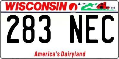 WI license plate 283NEC