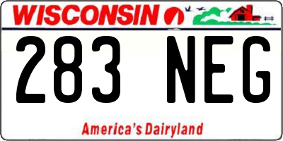 WI license plate 283NEG