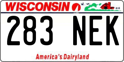 WI license plate 283NEK