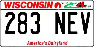WI license plate 283NEV