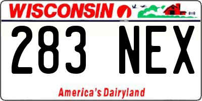 WI license plate 283NEX