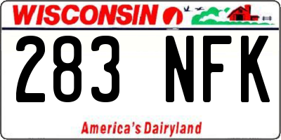 WI license plate 283NFK