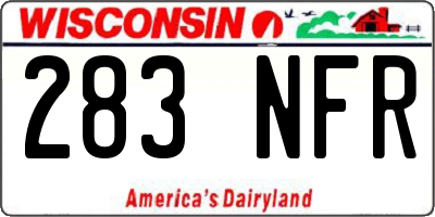 WI license plate 283NFR