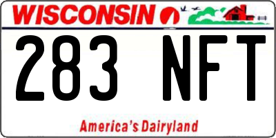 WI license plate 283NFT