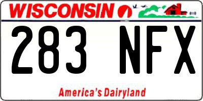 WI license plate 283NFX