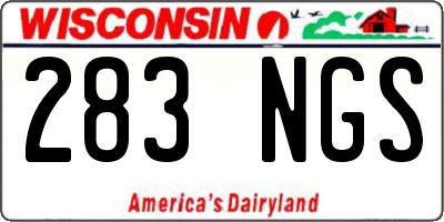 WI license plate 283NGS