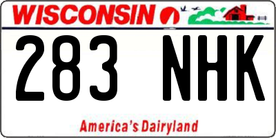 WI license plate 283NHK