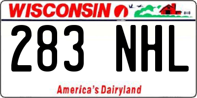 WI license plate 283NHL