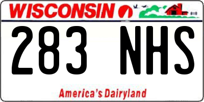 WI license plate 283NHS