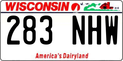 WI license plate 283NHW
