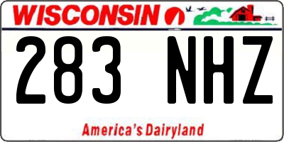 WI license plate 283NHZ