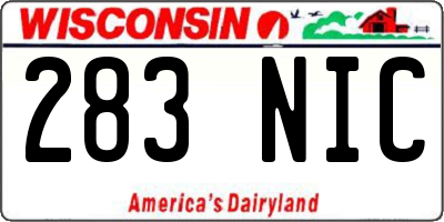 WI license plate 283NIC