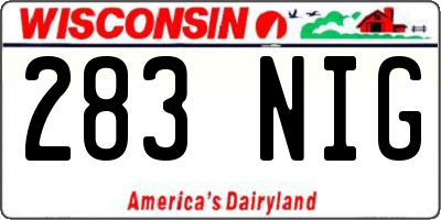 WI license plate 283NIG