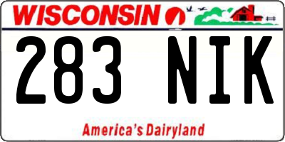 WI license plate 283NIK
