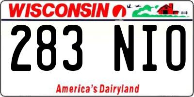 WI license plate 283NIO