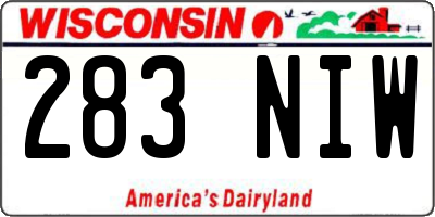WI license plate 283NIW