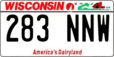 WI license plate 283NNW