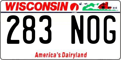 WI license plate 283NOG
