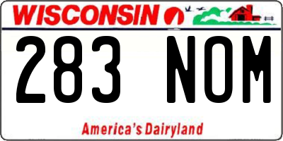 WI license plate 283NOM