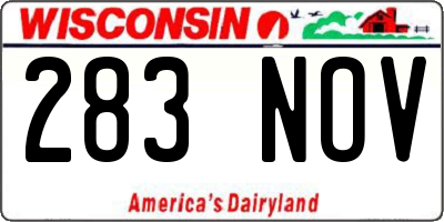 WI license plate 283NOV