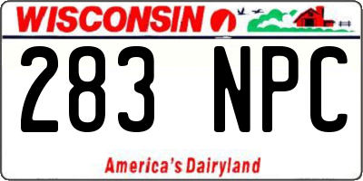WI license plate 283NPC