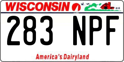 WI license plate 283NPF