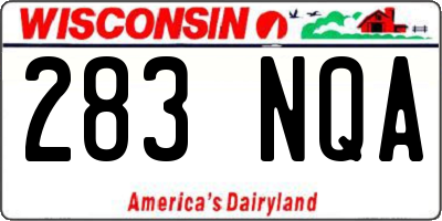 WI license plate 283NQA