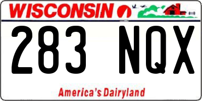 WI license plate 283NQX
