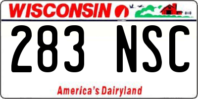 WI license plate 283NSC
