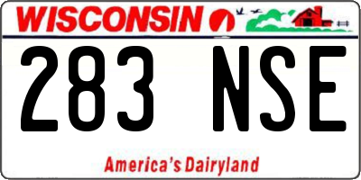 WI license plate 283NSE