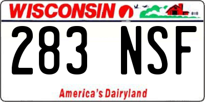 WI license plate 283NSF