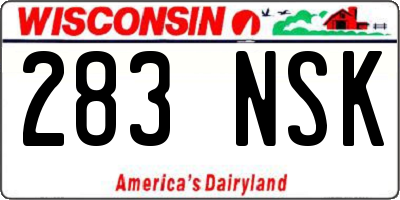 WI license plate 283NSK