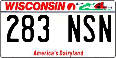 WI license plate 283NSN