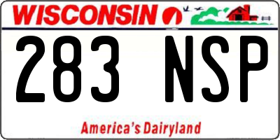 WI license plate 283NSP